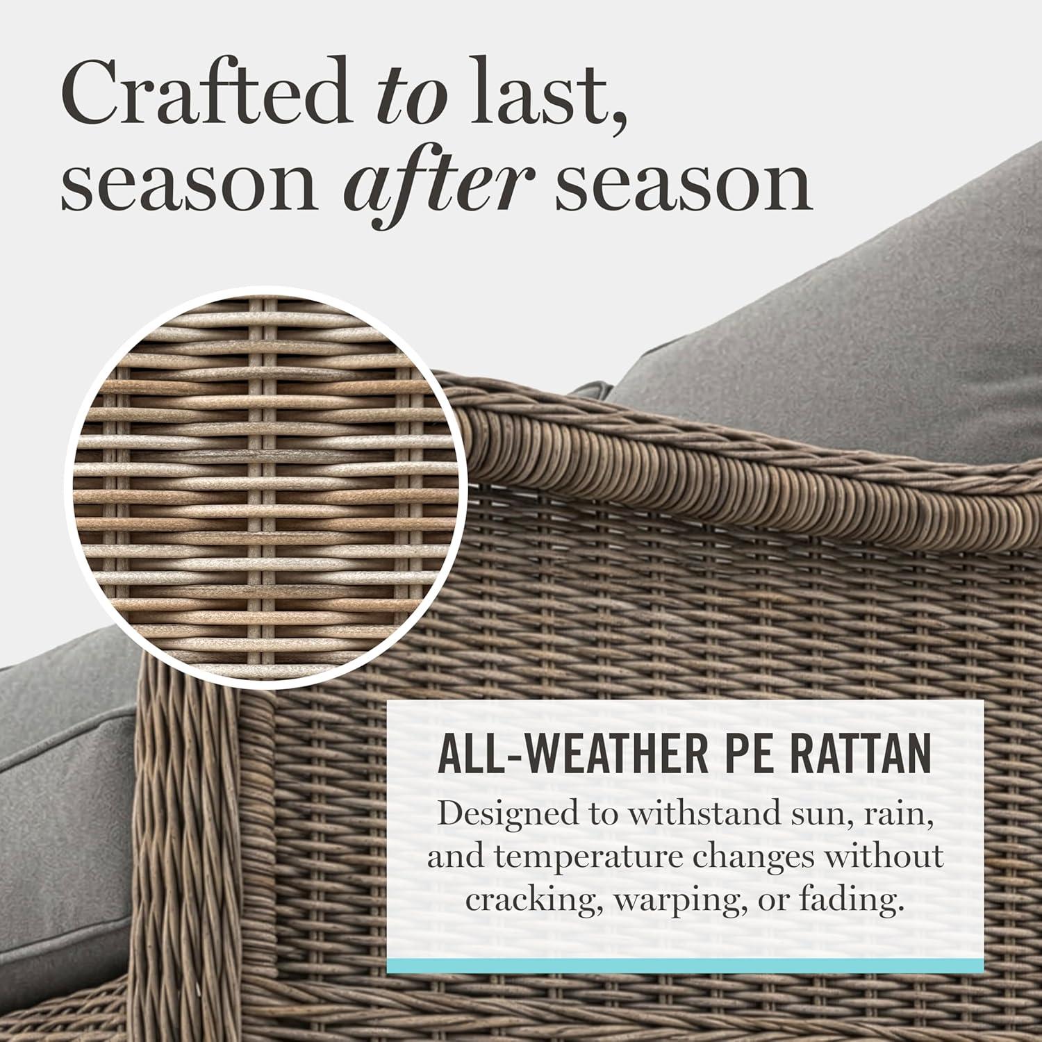image:imageMartha Stewart Lily Pond Set of 2 IndoorOutdoor Weathered Gray Rattan Wicker Patio Dining Armchairs Gray Seat Cushions Stacks Up to 8 High 300 Lb Static WeightSet of 1