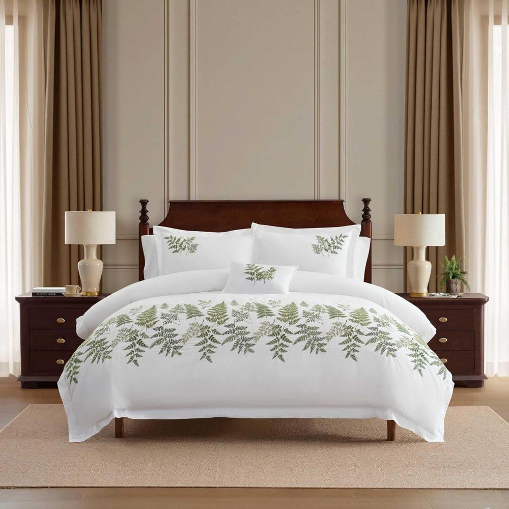 image:imageMartha Stewart Twin Duvet Cover Set 100 Smooth amp Silky Sateen Cotton Bedding 2 Piece Striped Bedding with Matching Pillowcase Verbena Stripe BlueFern Garden Green