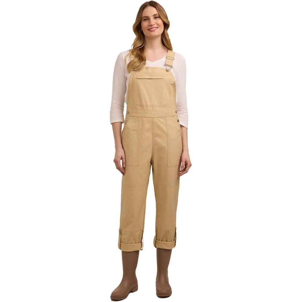 image:imageMartha Stewart Convertible Overall Denim Utility Jumpsuit Adjustable Cotton Workwear Stretch BibsSand