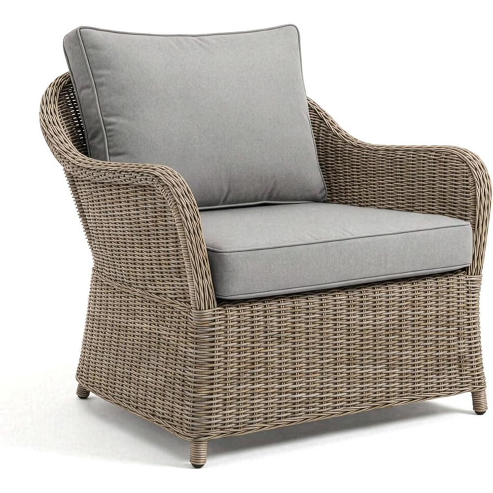 image:imageMartha Stewart Lily Pond Set of 2 IndoorOutdoor Weathered Gray Rattan Wicker Patio Club Chairs with AllWeather Gray Back and Seat Cushions 300 Lb Static WeightSet of 1