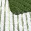 Martha Stewart – Queen Size Quilt Set, Soft & Smooth Sateen Bedding with a Light and Breathable Feel, 3 Piece Bed Set with Matching Pillowcases (Fern Embroidery Grey)(Ticking Stripe Green)