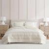 Martha Stewart – Queen Size Quilt Set, Soft & Smooth Sateen Bedding with a Light and Breathable Feel, 3 Piece Bed Set with Matching Pillowcases (Fern Embroidery Grey)(Layered Branches Beige)