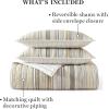 Martha Stewart – Queen Size Quilt Set, Soft & Smooth Sateen Bedding with a Light and Breathable Feel, 3 Piece Bed Set with Matching Pillowcases (Fern Embroidery Grey)(Lefferts Stripe)