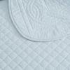 Martha Stewart – Queen Size Quilt Set, Soft & Smooth Sateen Bedding with a Light and Breathable Feel, 3 Piece Bed Set with Matching Pillowcases (Fern Embroidery Grey)(Vintage Scallop Blue)
