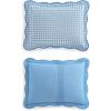 Martha Stewart – Queen Size Quilt Set, Soft & Smooth Sateen Bedding with a Light and Breathable Feel, 3 Piece Bed Set with Matching Pillowcases (Fern Embroidery Grey)(Olivia Gingham Blue)