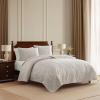 Martha Stewart – Queen Size Quilt Set, Soft & Smooth Sateen Bedding with a Light and Breathable Feel, 3 Piece Bed Set with Matching Pillowcases (Fern Embroidery Grey)(Fern Embroidery Grey)
