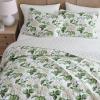 Martha Stewart – Queen Size Quilt Set, Soft & Smooth Sateen Bedding with a Light and Breathable Feel, 3 Piece Bed Set with Matching Pillowcases (Fern Embroidery Grey)(Hydrangea Floral Beige)