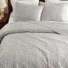 Martha Stewart – Queen Size Quilt Set, Soft & Smooth Sateen Bedding with a Light and Breathable Feel, 3 Piece Bed Set with Matching Pillowcases (Fern Embroidery Grey)(Fern Embroidery Grey)