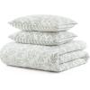 Martha Stewart – Queen Size Quilt Set, Soft & Smooth Sateen Bedding with a Light and Breathable Feel, 3 Piece Bed Set with Matching Pillowcases (Fern Embroidery Grey)(Murray Leaves Green)