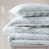 Martha Stewart – Twin Duvet Cover Set, 100% Smooth & Silky Sateen Cotton Bedding, 2 Piece Striped Bedding with Matching Pillowcase (Verbena Stripe Blue)(Copper Vines Blue)