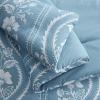 Martha Stewart – Twin Duvet Cover Set, 100% Smooth & Silky Sateen Cotton Bedding, 2 Piece Striped Bedding with Matching Pillowcase (Verbena Stripe Blue)(Elosie Floral Grey)