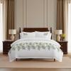 Martha Stewart – Twin Duvet Cover Set, 100% Smooth & Silky Sateen Cotton Bedding, 2 Piece Striped Bedding with Matching Pillowcase (Verbena Stripe Blue)(Fern Garden Green)