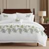 Martha Stewart – Twin Duvet Cover Set, 100% Smooth & Silky Sateen Cotton Bedding, 2 Piece Striped Bedding with Matching Pillowcase (Verbena Stripe Blue)(Fern Garden Green)