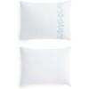 Martha Stewart – Twin Duvet Cover Set, 100% Smooth & Silky Sateen Cotton Bedding, 2 Piece Striped Bedding with Matching Pillowcase (Verbena Stripe Blue)(Garden Path Embroidery Blue)