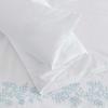 Martha Stewart – Twin Duvet Cover Set, 100% Smooth & Silky Sateen Cotton Bedding, 2 Piece Striped Bedding with Matching Pillowcase (Verbena Stripe Blue)(Garden Path Embroidery Blue)