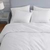 Martha Stewart – Twin Duvet Cover Set, 100% Smooth & Silky Sateen Cotton Bedding, 2 Piece Striped Bedding with Matching Pillowcase (Verbena Stripe Blue)(Garden Trellis White)
