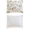 Martha Stewart – Twin Duvet Cover Set, 100% Smooth & Silky Sateen Cotton Bedding, 2 Piece Striped Bedding with Matching Pillowcase (Verbena Stripe Blue)(Geranium Bloom Pink)