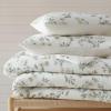 Martha Stewart – Twin Duvet Cover Set, 100% Smooth & Silky Sateen Cotton Bedding, 2 Piece Striped Bedding with Matching Pillowcase (Verbena Stripe Blue)(Hazel Floral Beige)