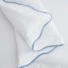Martha Stewart – Twin Duvet Cover Set, 100% Smooth & Silky Sateen Cotton Bedding, 2 Piece Striped Bedding with Matching Pillowcase (Verbena Stripe Blue)(Simple Scallop Blue)