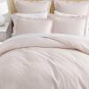 Martha Stewart – Twin Duvet Cover Set, 100% Smooth & Silky Sateen Cotton Bedding, 2 Piece Striped Bedding with Matching Pillowcase (Verbena Stripe Blue)(Signature Scallop Pink)