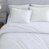 Martha Stewart – Twin Duvet Cover Set, 100% Smooth & Silky Sateen Cotton Bedding, 2 Piece Striped Bedding with Matching Pillowcase (Verbena Stripe Blue)(Simple Scallop Blue)