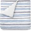 Martha Stewart – Twin Duvet Cover Set, 100% Smooth & Silky Sateen Cotton Bedding, 2 Piece Striped Bedding with Matching Pillowcase (Verbena Stripe Blue)(Soft Blue/Navy)
