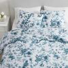 Martha Stewart – Twin Duvet Cover Set, 100% Smooth & Silky Sateen Cotton Bedding, 2 Piece Striped Bedding with Matching Pillowcase (Verbena Stripe Blue)(Vivian Floral Blue)