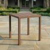 Martha Stewart Bedford 35.5″ Square Bar Height Patio Table with Trestle Base, Indoor-Outdoor Aluminum Dining Table with Seating for 4, Brushed Gray Woodgrain Finish(Brown)