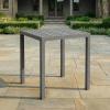 Martha Stewart Bedford 35.5″ Square Bar Height Patio Table with Trestle Base, Indoor-Outdoor Aluminum Dining Table with Seating for 4, Brushed Gray Woodgrain Finish(Grey)