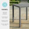 Martha Stewart Bedford 35.5″ Square Bar Height Patio Table with Trestle Base, Indoor-Outdoor Aluminum Dining Table with Seating for 4, Brushed Gray Woodgrain Finish(Grey)