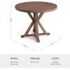 Martha Stewart Bedford 36″ Round Indoor-Outdoor Aluminum Patio Dining Table with Trestle Base, Accommodates up to 4 Adults, Brushed Brown Woodgrain Finish(Brown)