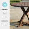 Martha Stewart Bedford 36″ Round Indoor-Outdoor Aluminum Patio Dining Table with Trestle Base, Accommodates up to 4 Adults, Brushed Brown Woodgrain Finish(Brown)