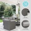 Martha Stewart Bedford 4-Piece Indoor-Outdoor Conversation Set with Sofa, 2 Accent Chairs, and Coffee Table in Gray Rattan Wicker with Gray All-Weather Cushions(Gray Cushions/Gray Frame)