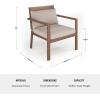 Martha Stewart Bedford Indoor-Outdoor Aluminum Patio Accent Chairs with Brushed Woodgrain Finish in Gray and Gray All-Weather Cushions, Set of 2(Brown)