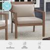 Martha Stewart Bedford Indoor-Outdoor Aluminum Patio Accent Chairs with Brushed Woodgrain Finish in Gray and Gray All-Weather Cushions, Set of 2(Brown)