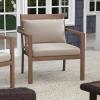 Martha Stewart Bedford Indoor-Outdoor Aluminum Patio Accent Chairs with Brushed Woodgrain Finish in Gray and Gray All-Weather Cushions, Set of 2(Brown)