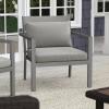 Martha Stewart Bedford Indoor-Outdoor Aluminum Patio Accent Chairs with Brushed Woodgrain Finish in Gray and Gray All-Weather Cushions, Set of 2(Grey)