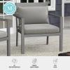 Martha Stewart Bedford Indoor-Outdoor Aluminum Patio Accent Chairs with Brushed Woodgrain Finish in Gray and Gray All-Weather Cushions, Set of 2(Grey)