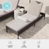 Martha Stewart Bedford Indoor-Outdoor Patio Chaise Lounge Chair with Adjustable Back and Rattan Wicker Finish in Gray with Gray All-Weather Cushions(Brown)