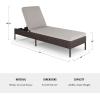 Martha Stewart Bedford Indoor-Outdoor Patio Chaise Lounge Chair with Adjustable Back and Rattan Wicker Finish in Gray with Gray All-Weather Cushions(Brown)