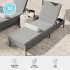 Martha Stewart Bedford Indoor-Outdoor Patio Chaise Lounge Chair with Adjustable Back and Rattan Wicker Finish in Gray with Gray All-Weather Cushions(Grey)