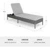 Martha Stewart Bedford Indoor-Outdoor Patio Chaise Lounge Chair with Adjustable Back and Rattan Wicker Finish in Gray with Gray All-Weather Cushions(Grey)