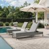 Martha Stewart Bedford Indoor-Outdoor Patio Chaise Lounge Chair with Adjustable Back and Rattan Wicker Finish in Gray with Gray All-Weather Cushions(Grey)