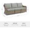 Martha Stewart Lily Pond Indoor-Outdoor 3-Seat Patio Sofa in Weathered Gray Rattan Wicker, All-Weather Gray Back and Seat Cushions, 300 Lb. Static Weight Per Seat