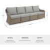 Martha Stewart Lily Pond Indoor-Outdoor 4-Seat Patio Sofa in Weathered Gray Rattan Wicker, All-Weather Gray Back and Seat Cushions, 300 Lb. Static Weight Per Seat
