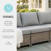 Martha Stewart Lily Pond Indoor-Outdoor Armless Patio Center Seat in Weathered Gray Rattan Wicker with All-Weather Gray Back and Seat Cushions, 300 Lb. Static Weight