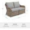 Martha Stewart Lily Pond Indoor-Outdoor Patio Loveseat in Weathered Gray Rattan Wicker with All-Weather Gray Back and Seat Cushions, 300 Lb. Static Weight Per Seat
