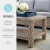Martha Stewart Lily Pond Rattan Wicker Indoor-Outdoor Patio Coffee Table with Lower Storage Shelf in Weathered Gray