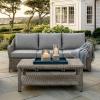 Martha Stewart Lily Pond Rattan Wicker Indoor-Outdoor Patio Coffee Table with Lower Storage Shelf in Weathered Gray