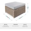 Martha Stewart Lily Pond Rattan Wicker Indoor-Outdoor Patio Ottoman in Weathered Gray with 4″ Gray Olefin Cushion, Steel Frame and Zippered Removable Cushion Cover